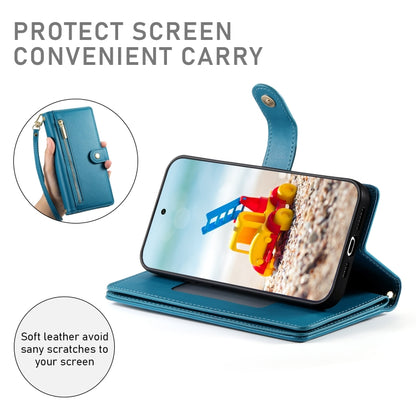 For Google Pixel 9 Pro XL Nine Card-slot Zipper Wallet Bag Leather Phone Case(Blue) by buy2fix