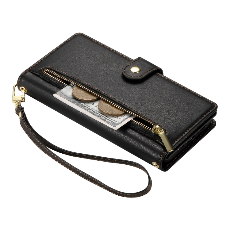 For Google Pixel 9 / 9 Pro Nine Card-slot Zipper Wallet Bag Leather Phone Case(Black) by buy2fix