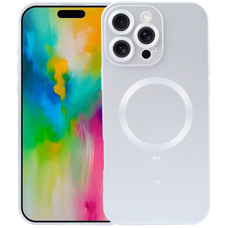 For iPhone 16 Pro Max Liquid TPU Silicone Solid Color MagSafe Phone Case(Silver) by buy2fix