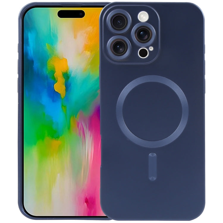 For iPhone 16 Pro Liquid TPU Silicone Solid Color MagSafe Phone Case(Dark Blue) by buy2fix