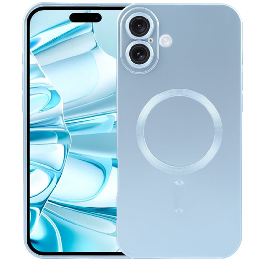 For iPhone 16 Plus Liquid TPU Silicone Solid Color MagSafe Phone Case(Blue)