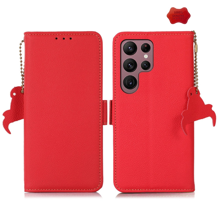 For Samsung Galaxy S25 Ultra 5G Side-Magnetic TJ Genuine Leather RFID Phone Case(Red) by buy2fix