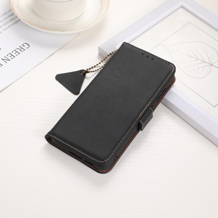 For Samsung Galaxy S25 Edge 5G Side-Magnetic TJ Genuine Leather RFID Phone Case(Black) - Galaxy S25 Edge 5G Cases by buy2fix | Online Shopping UK | buy2fix