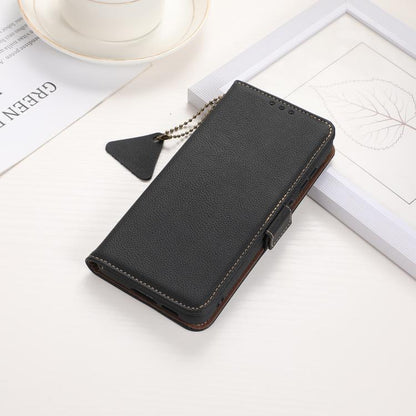 For Samsung Galaxy S25 Edge 5G Side-Magnetic TJ Genuine Leather RFID Phone Case(Black) - Galaxy S25 Edge 5G Cases by buy2fix | Online Shopping UK | buy2fix