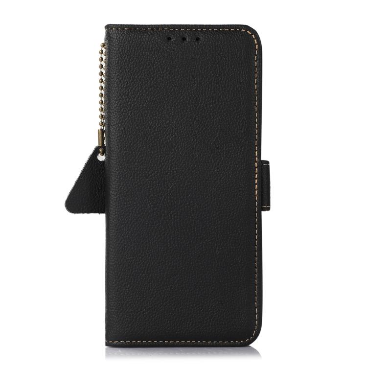 For Samsung Galaxy S25 Edge 5G Side-Magnetic TJ Genuine Leather RFID Phone Case(Black) - Galaxy S25 Edge 5G Cases by buy2fix | Online Shopping UK | buy2fix