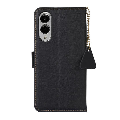 For Samsung Galaxy S25 Edge 5G Side-Magnetic TJ Genuine Leather RFID Phone Case(Black) - Galaxy S25 Edge 5G Cases by buy2fix | Online Shopping UK | buy2fix
