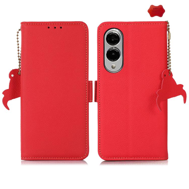 For Samsung Galaxy S25 Edge 5G Side-Magnetic TJ Genuine Leather RFID Phone Case(Red) - Galaxy S25 Edge 5G Cases by buy2fix | Online Shopping UK | buy2fix