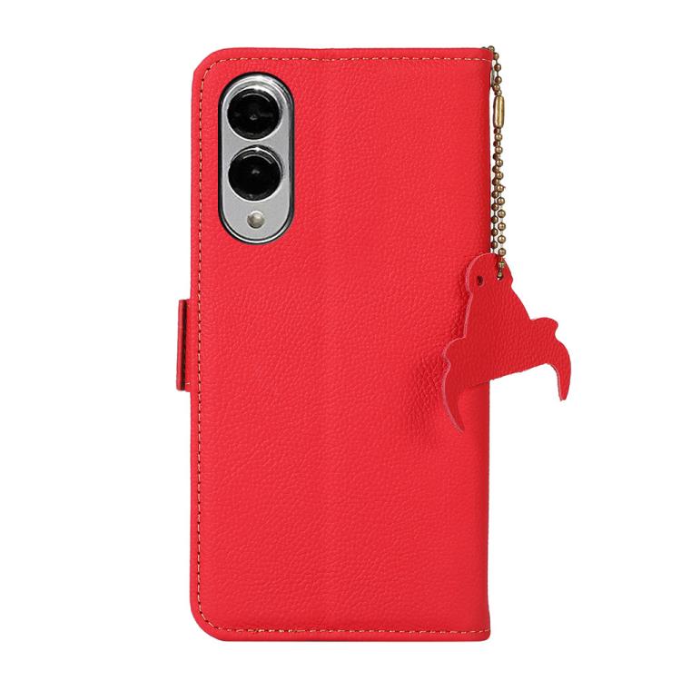 For Samsung Galaxy S25 Edge 5G Side-Magnetic TJ Genuine Leather RFID Phone Case(Red) - Galaxy S25 Edge 5G Cases by buy2fix | Online Shopping UK | buy2fix