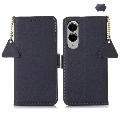 For Samsung Galaxy S25 Edge 5G Side-Magnetic TJ Genuine Leather RFID Phone Case(Blue) - Galaxy S25 Edge 5G Cases by buy2fix | Online Shopping UK | buy2fix