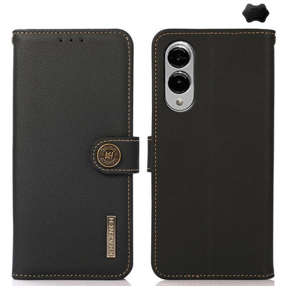 For Samsung Galaxy S25 Edge 5G KHAZNEH Custer Genuine Leather RFID Phone Case(Black) - Galaxy S25 Edge 5G Cases by buy2fix | Online Shopping UK | buy2fix