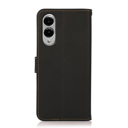 For Samsung Galaxy S25 Edge 5G KHAZNEH Custer Genuine Leather RFID Phone Case(Black) - Galaxy S25 Edge 5G Cases by buy2fix | Online Shopping UK | buy2fix