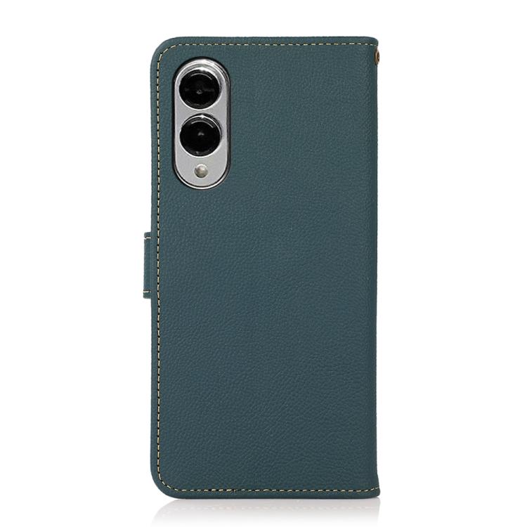 For Samsung Galaxy S25 Edge 5G KHAZNEH Custer Genuine Leather RFID Phone Case(Green) - Galaxy S25 Edge 5G Cases by buy2fix | Online Shopping UK | buy2fix