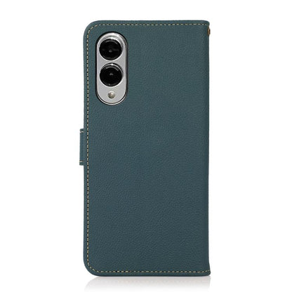 For Samsung Galaxy S25 Edge 5G KHAZNEH Custer Genuine Leather RFID Phone Case(Green) - Galaxy S25 Edge 5G Cases by buy2fix | Online Shopping UK | buy2fix