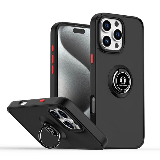 For iPhone 16 Pro Max Q Shadow 1 Series TPU + PC Phone Case with Ring(Black+Red) by buy2fix