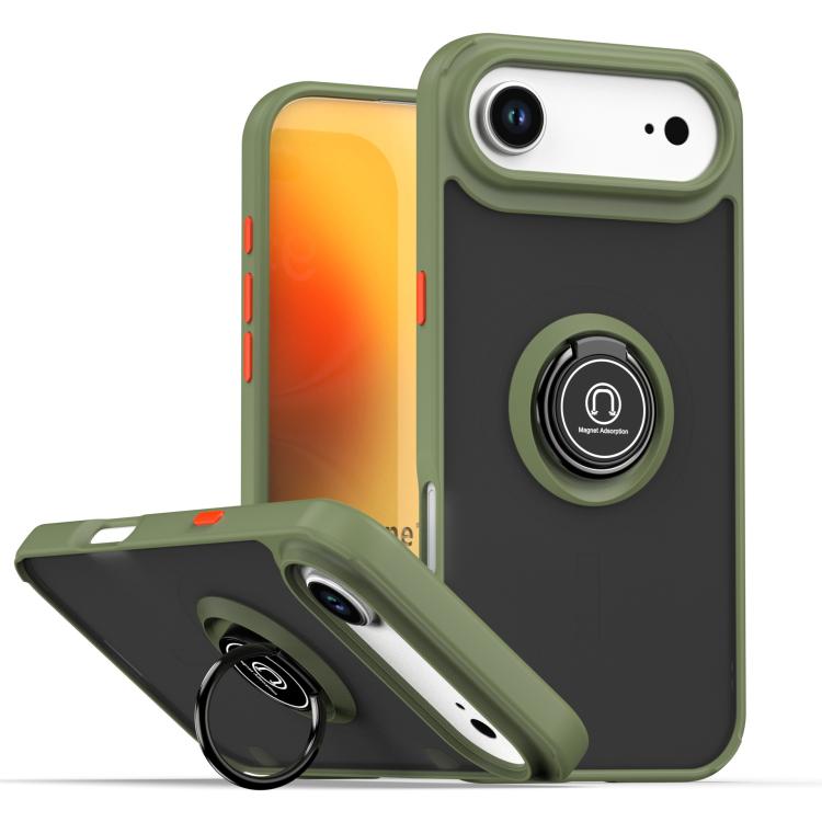 For iPhone Air Q Shadow 1 Series TPU + PC Phone Case with Ring(Army Green) - iPhone Air Cases by buy2fix | Online Shopping UK | buy2fix