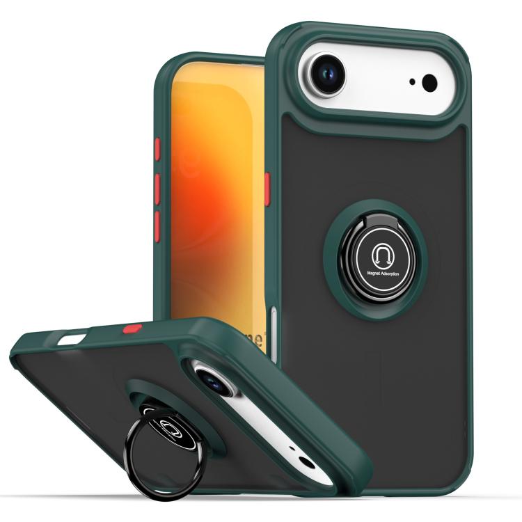 For iPhone Air Q Shadow 1 Series TPU + PC Phone Case with Ring(Dark Green) - iPhone Air Cases by buy2fix | Online Shopping UK | buy2fix