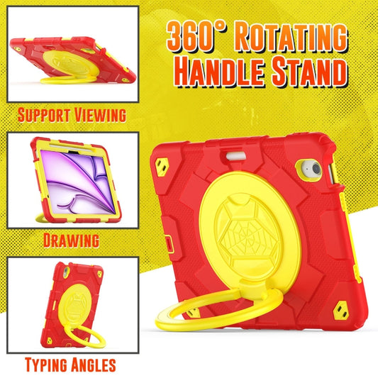 For iPad Air 11 2025 / 2024 Spider Rotation Handle Silicone Hybrid PC Tablet Case(Yellow Red) - iPad Air 11 2025 / 2024 Cases by buy2fix | Online Shopping UK | buy2fix