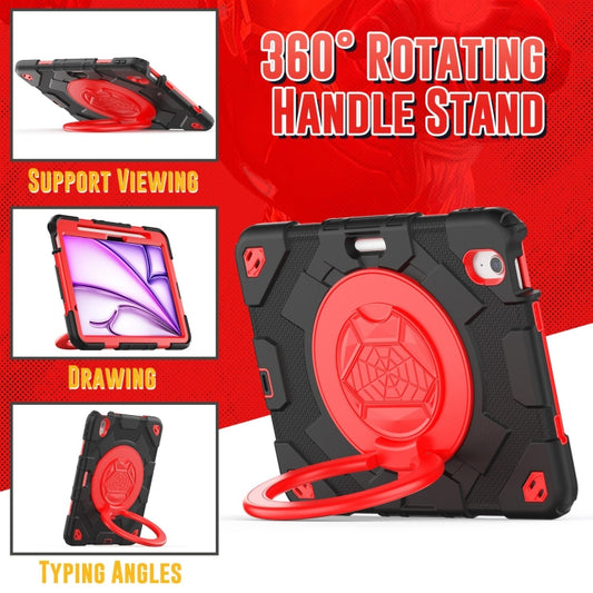 For iPad Air 11 2025 / 2024 Spider Rotation Handle Silicone Hybrid PC Tablet Case(Black Red) - iPad Air 11 2025 / 2024 Cases by buy2fix | Online Shopping UK | buy2fix