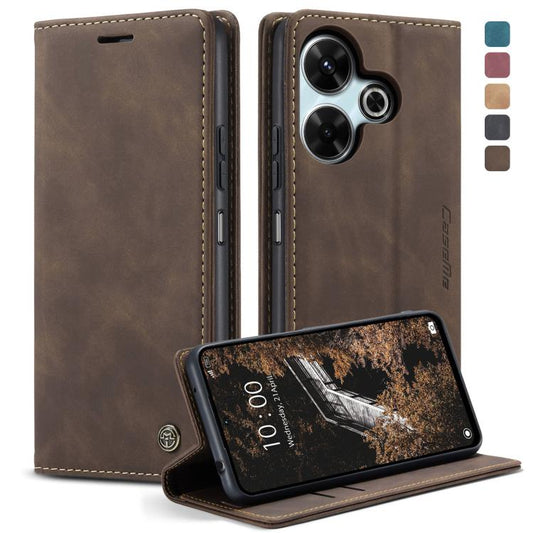 For Redmi 13 CaseMe 013 Multifunctional Horizontal Flip Leather Phone Case(Coffee) - Redmi 13 Cases by CaseMe | Online Shopping UK | buy2fix