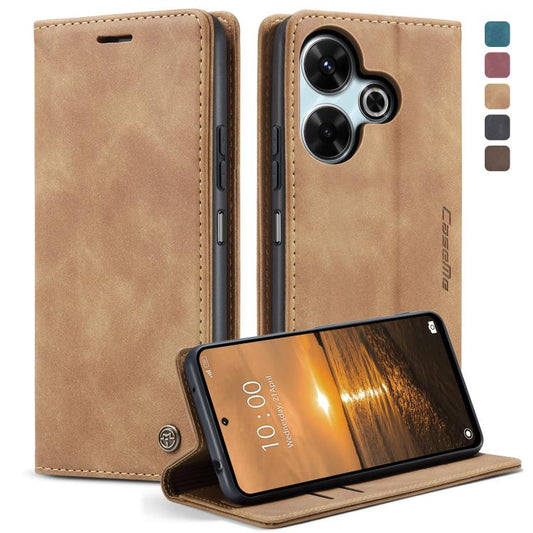 For Redmi 13 CaseMe 013 Multifunctional Horizontal Flip Leather Phone Case(Brown) - Redmi 13 Cases by CaseMe | Online Shopping UK | buy2fix