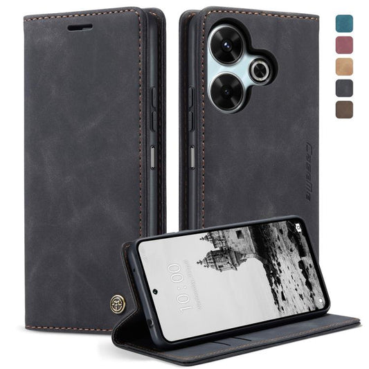 For Redmi 13 CaseMe 013 Multifunctional Horizontal Flip Leather Phone Case(Black) - Redmi 13 Cases by CaseMe | Online Shopping UK | buy2fix