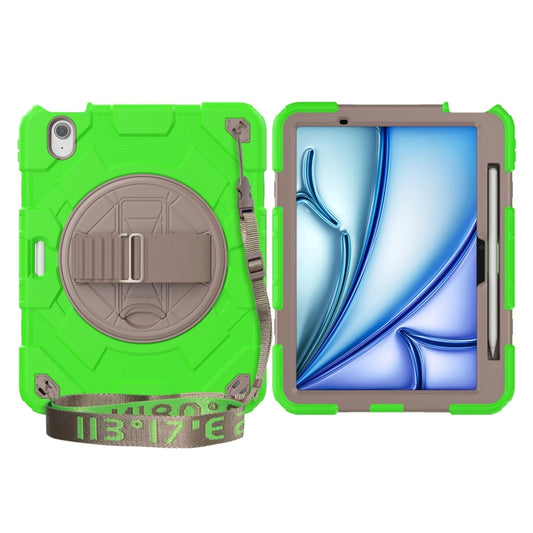 For iPad Air 11 2025 /  2024 Spider Hand Grip Turntable Stand Tablet Case(Coffee Green) - iPad Air 11 2025 / 2024 Cases by buy2fix | Online Shopping UK | buy2fix