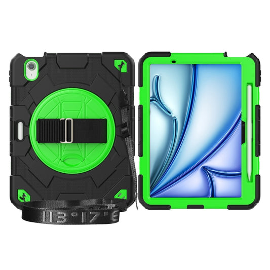 For iPad Air 11 2025 /  2024 Spider Hand Grip Turntable Stand Tablet Case(Black Green) - iPad Air 11 2025 / 2024 Cases by buy2fix | Online Shopping UK | buy2fix