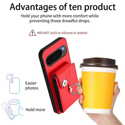 For Google Pixel 10 Pro XL Organ Card Bag Ring Holder Phone Case with Long Lanyard(Red) - Google Cases by buy2fix | Online Shopping UK | buy2fix