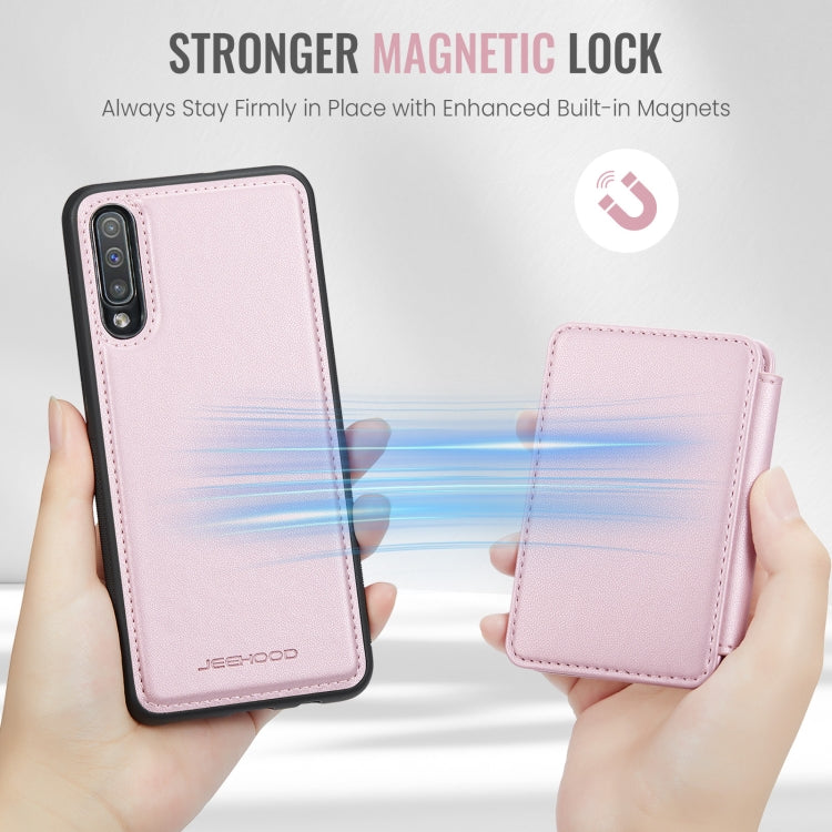 For Samsung Galaxy A50 JEEHOOD J05 Business Magnetic Style RFID Leather Phone Case(Pink) - Galaxy Phone Cases by JEEHOOD | Online Shopping UK | buy2fix