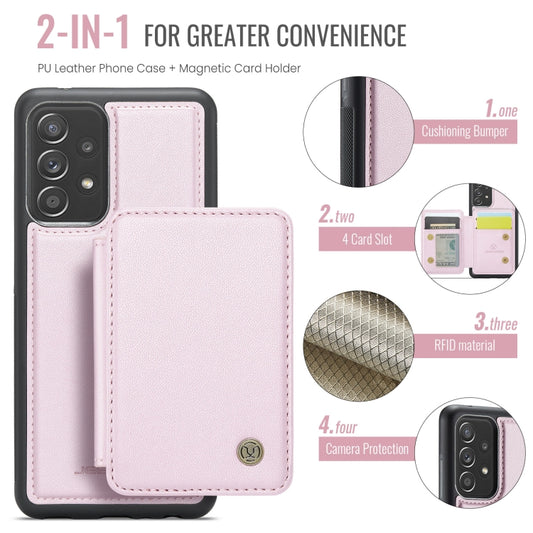 For Samsung Galaxy A52 5G / A52 4G JEEHOOD J05 Business Magnetic Style RFID Leather Phone Case(Pink) - Galaxy Phone Cases by JEEHOOD | Online Shopping UK | buy2fix