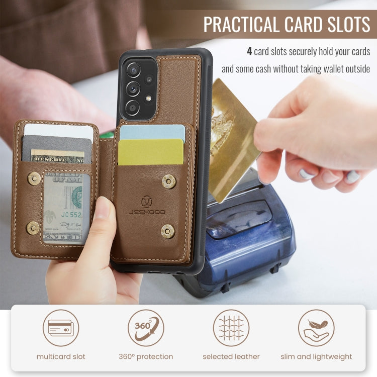 For Samsung Galaxy A52 5G / A52 4G JEEHOOD J05 Business Magnetic Style RFID Leather Phone Case(Brown) - Galaxy Phone Cases by JEEHOOD | Online Shopping UK | buy2fix