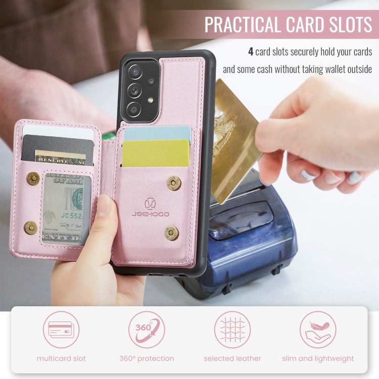 For Samsung Galaxy A52s 5G JEEHOOD J05 Business Magnetic Style RFID Leather Phone Case(Pink) - Galaxy Phone Cases by JEEHOOD | Online Shopping UK | buy2fix