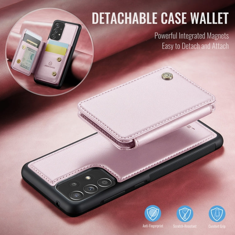 For Samsung Galaxy A52s 5G JEEHOOD J05 Business Magnetic Style RFID Leather Phone Case(Pink) - Galaxy Phone Cases by JEEHOOD | Online Shopping UK | buy2fix