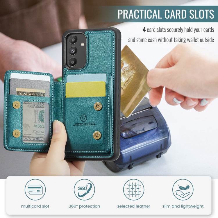 For Samsung Galaxy A13 5G JEEHOOD J05 Business Magnetic Style RFID Leather Phone Case(Blue Green) - Galaxy Phone Cases by JEEHOOD | Online Shopping UK | buy2fix