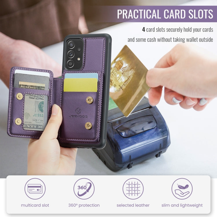 For Samsung Galaxy A23 JEEHOOD J05 Business Magnetic Style RFID Leather Phone Case(Purple) - Galaxy Phone Cases by JEEHOOD | Online Shopping UK | buy2fix