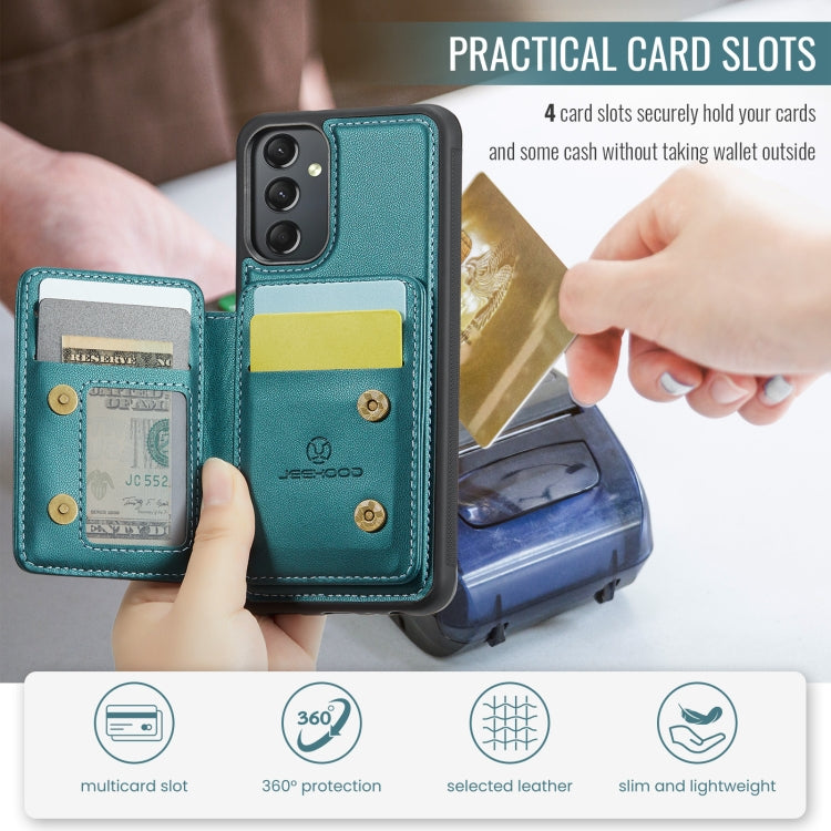For Samsung Galaxy A24 4G JEEHOOD J05 Business Magnetic Style RFID Leather Phone Case(Blue Green) - Galaxy Phone Cases by JEEHOOD | Online Shopping UK | buy2fix