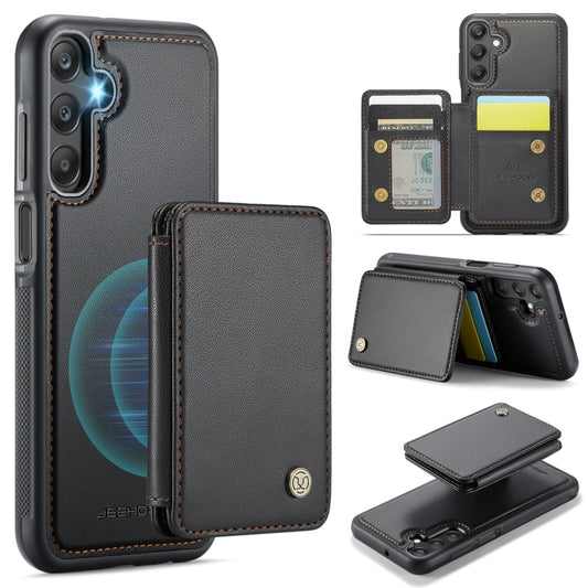 For Samsung Galaxy A25 JEEHOOD J05 Business Magnetic Style RFID Leather Phone Case(Black) - Galaxy Phone Cases by JEEHOOD | Online Shopping UK | buy2fix