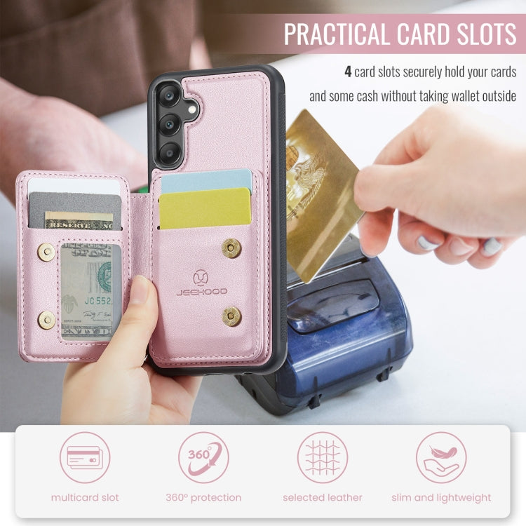 For Samsung Galaxy A25 JEEHOOD J05 Business Magnetic Style RFID Leather Phone Case(Pink) - Galaxy Phone Cases by JEEHOOD | Online Shopping UK | buy2fix