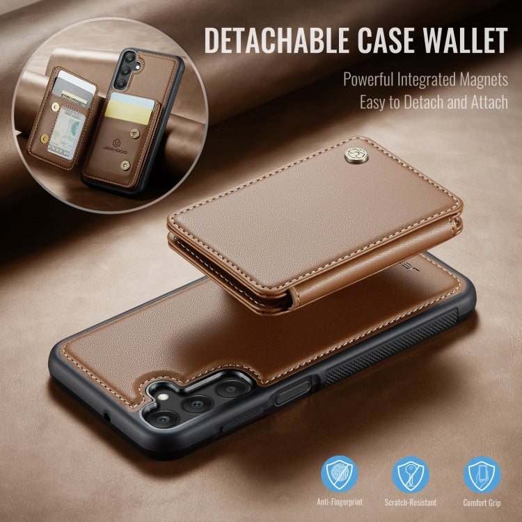 For Samsung Galaxy A25 JEEHOOD J05 Business Magnetic Style RFID Leather Phone Case(Brown) - Galaxy Phone Cases by JEEHOOD | Online Shopping UK | buy2fix