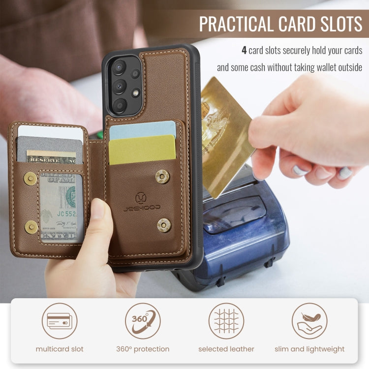 For Samsung Galaxy A33 5G JEEHOOD J05 Business Magnetic Style RFID Leather Phone Case(Brown) - Galaxy Phone Cases by JEEHOOD | Online Shopping UK | buy2fix