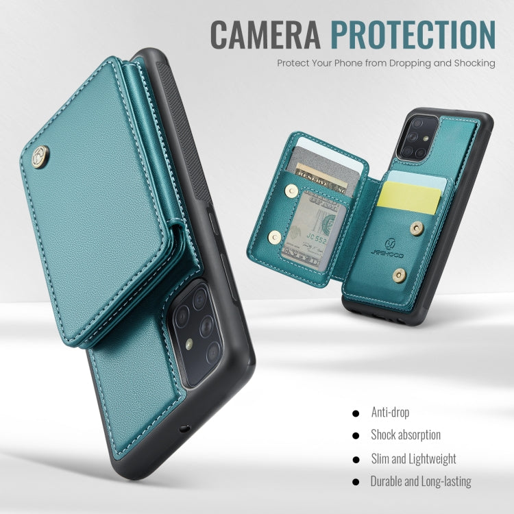 For Samsung Galaxy A51 4G JEEHOOD J05 Business Magnetic Style RFID Leather Phone Case(Blue Green) - Galaxy Phone Cases by JEEHOOD | Online Shopping UK | buy2fix