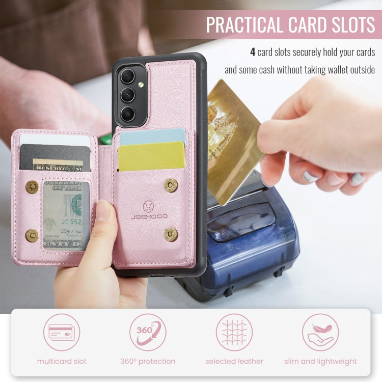 For Samsung Galaxy A54 5G JEEHOOD J05 Business Magnetic Style RFID Leather Phone Case(Pink) - Galaxy Phone Cases by JEEHOOD | Online Shopping UK | buy2fix