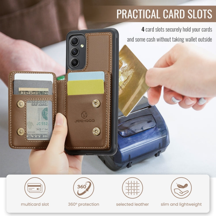 For Samsung Galaxy A54 5G JEEHOOD J05 Business Magnetic Style RFID Leather Phone Case(Brown) - Galaxy Phone Cases by JEEHOOD | Online Shopping UK | buy2fix