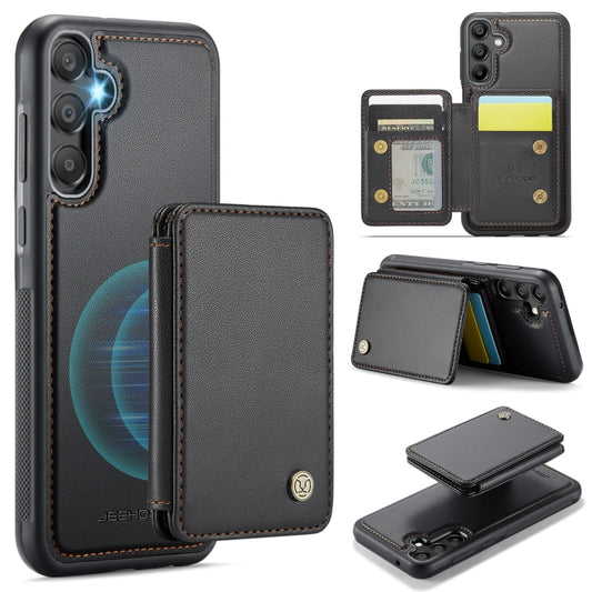 For Samsung Galaxy A55 5G JEEHOOD J05 Business Magnetic Style RFID Leather Phone Case(Black) - Galaxy Phone Cases by JEEHOOD | Online Shopping UK | buy2fix