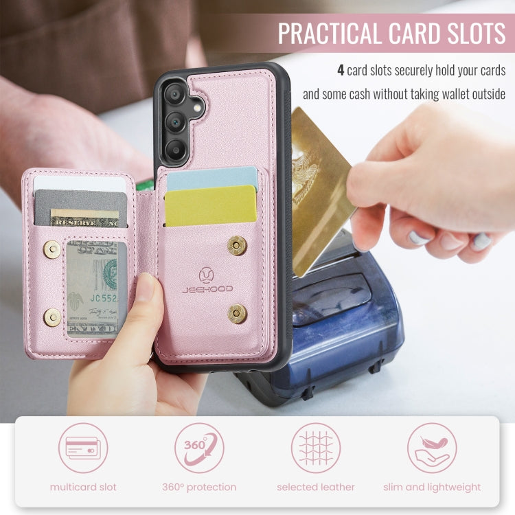 For Samsung Galaxy A55 5G JEEHOOD J05 Business Magnetic Style RFID Leather Phone Case(Pink) - Galaxy Phone Cases by JEEHOOD | Online Shopping UK | buy2fix