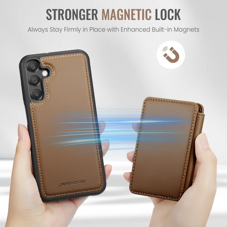 For Samsung Galaxy A55 5G JEEHOOD J05 Business Magnetic Style RFID Leather Phone Case(Brown) - Galaxy Phone Cases by JEEHOOD | Online Shopping UK | buy2fix