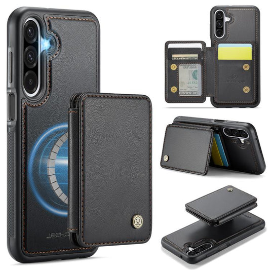 For Samsung Galaxy A26 5G JEEHOOD J05 Business Magnetic Style RFID Leather Phone Case(Black) - Galaxy Phone Cases by JEEHOOD | Online Shopping UK | buy2fix