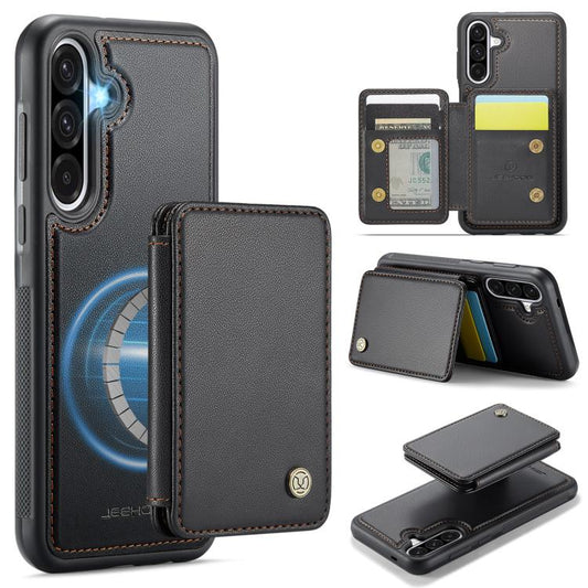For Samsung Galaxy A56 5G JEEHOOD J05 Business Magnetic Style RFID Leather Phone Case(Black) - Galaxy Phone Cases by JEEHOOD | Online Shopping UK | buy2fix