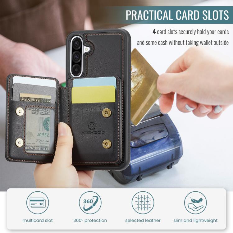 For Samsung Galaxy A56 5G JEEHOOD J05 Business Magnetic Style RFID Leather Phone Case(Black) - Galaxy Phone Cases by JEEHOOD | Online Shopping UK | buy2fix