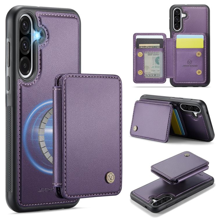 For Samsung Galaxy A56 5G JEEHOOD J05 Business Magnetic Style RFID Leather Phone Case(Purple) - Galaxy Phone Cases by JEEHOOD | Online Shopping UK | buy2fix